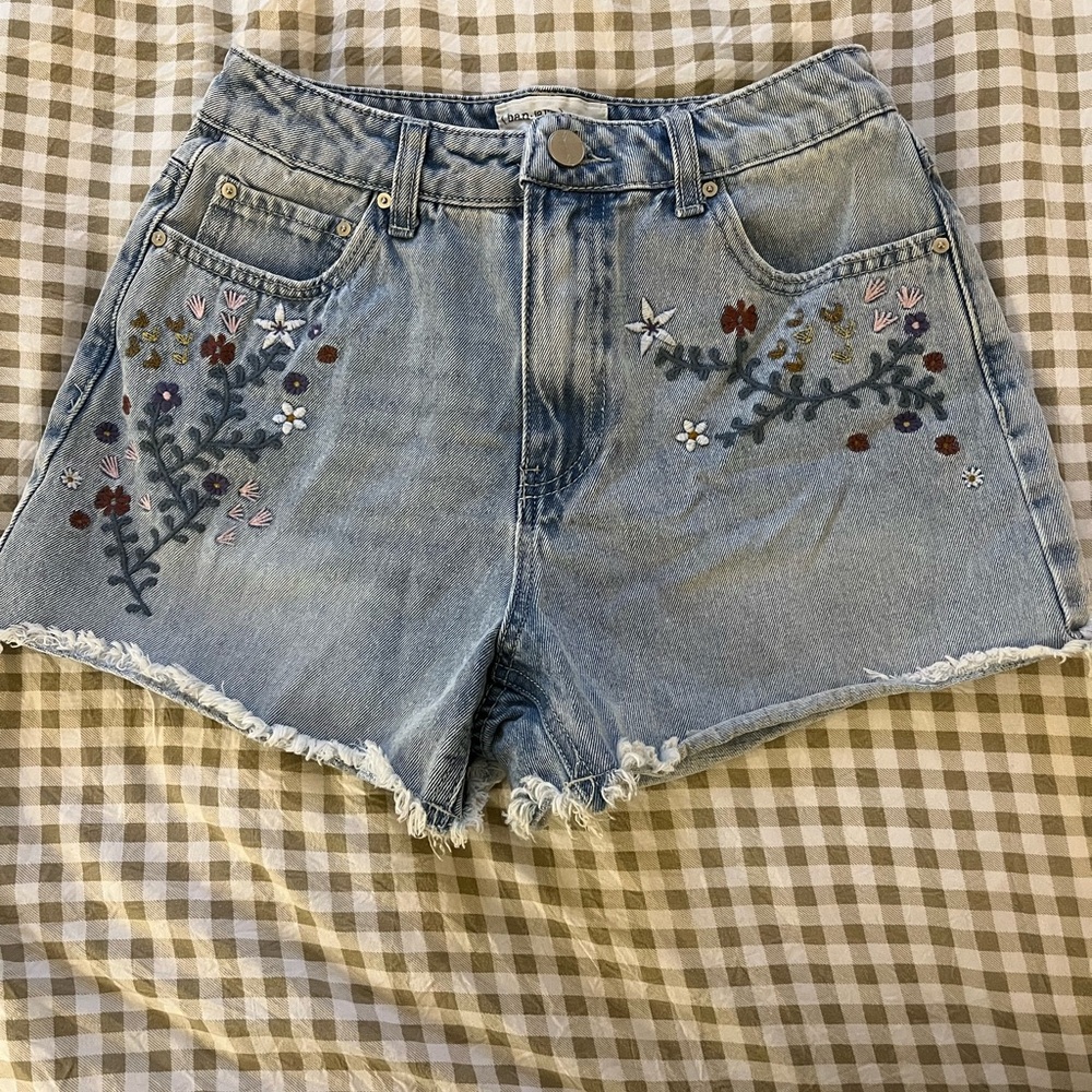 Marshalls Blue Floral Embroidered Jean Shorts